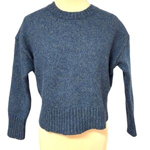 Banana Republic sweater blue cropped wool cotton crew neck long sleeve classic